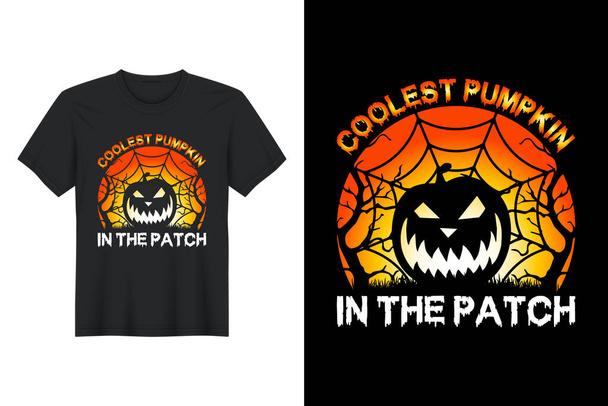 Coolest Pumpkin in The Patch, Halloween T Shirt Design - Вектор,изображение