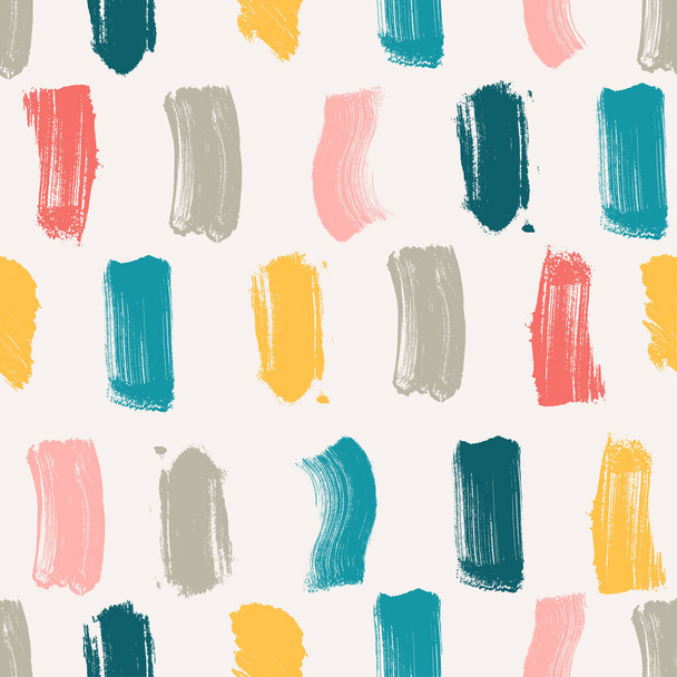 Seamless brush strokes background. Grunge ink stripes, pastel colored fabric print with trendy hand drawn. Creative brushes design texture brush abstract colorful grunge texture. Vector illustration. - Вектор, зображення