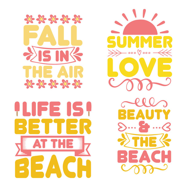 Summer t-shirt design bundle - Vector, imagen