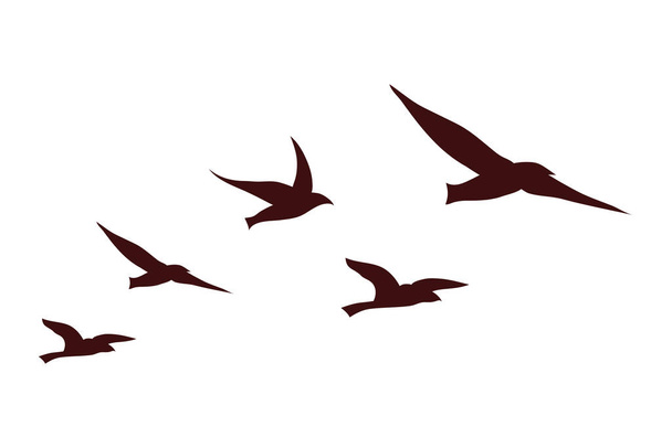 pájaros vuelo siluetas estilo iconos - Vector, Imagen
