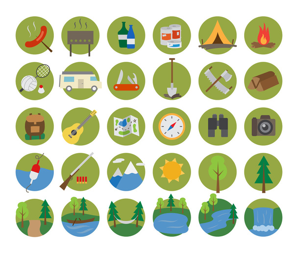 Camping icon set - Vector, Image