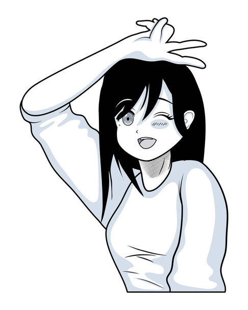 gek meisje anime stijl karakter - Vector, afbeelding