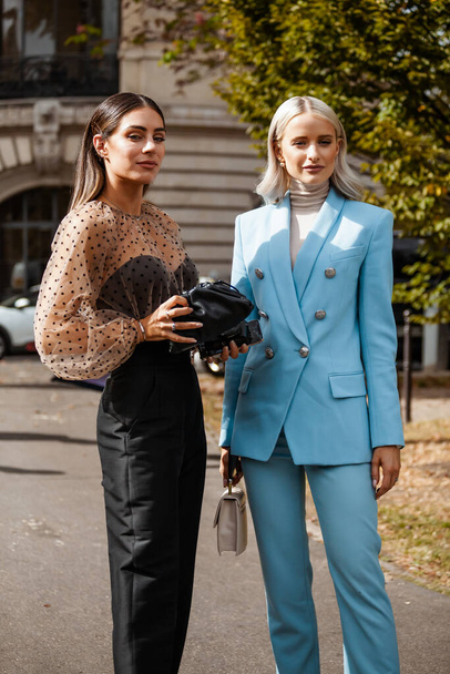 Victoria Magrath (R)  is seen outside Elie Saab show during Paris Fashion Week Womenswear Spring Summer 2020 - Фото, изображение
