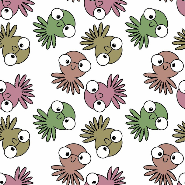 Animals cartoon seamless octopus pattern for wrapping paper and kids clothes print and accessories and notebooks and fabrics and linens. High quality illustration - Fotó, kép