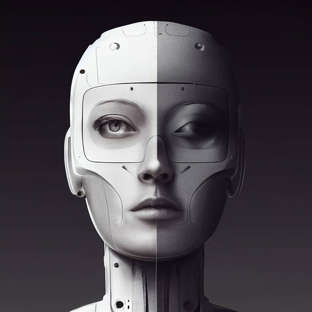 Illustration d'un robot d'intelligence artificielle, technologie cyborg futuriste - Photo, image