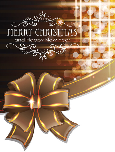 Brown Christmas achtergrond met strik - Vector, afbeelding