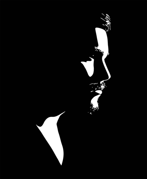 Man portrait silhouette in backlight vector illustration - Vector, Imagen