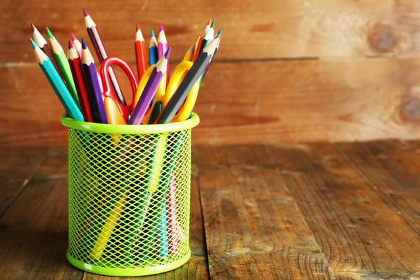 Colorful pencils with scissors - Foto, imagen