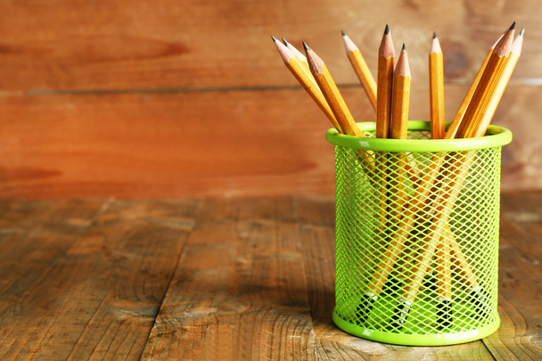 Pencils in metal holder - Foto, imagen