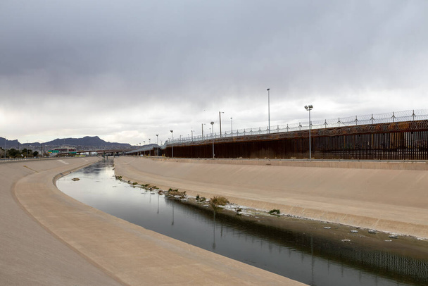 Wall that divides Mexico from the United States on the border between Ciudad Jurez and El Paso Texas, this wall was installed during 2017 while Donald Trump was president of the United States - Photo, Image