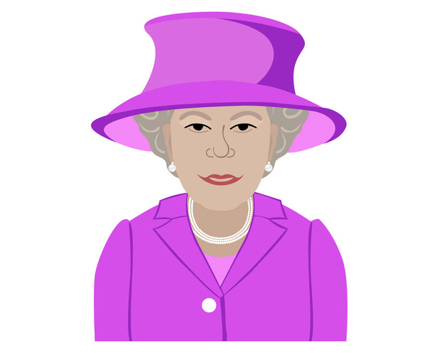 Queen Elizabeth Face Purple Suits Ritratto Gran Bretagna 1926 2022 Europa Nazionale Nazione Vettore Illustrazione Design astratto - Vettoriali, immagini