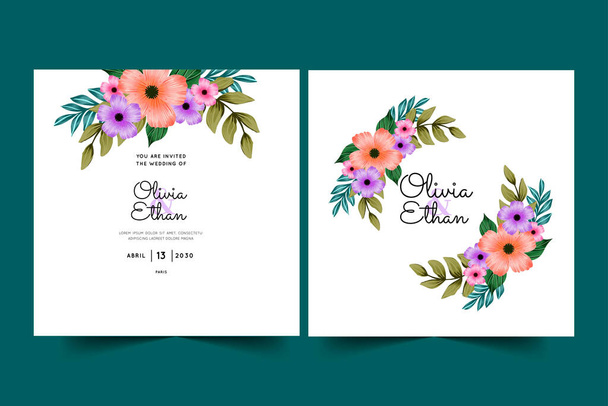красивая цветочная иллюстрация векторного дизайна приглашения на свадьбу - Вектор,изображение