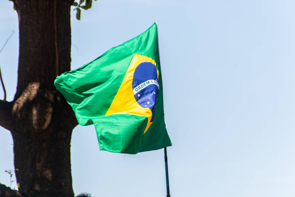 Brazilian flag outdoors in Rio de Janeiro Brazil. - Photo, Image
