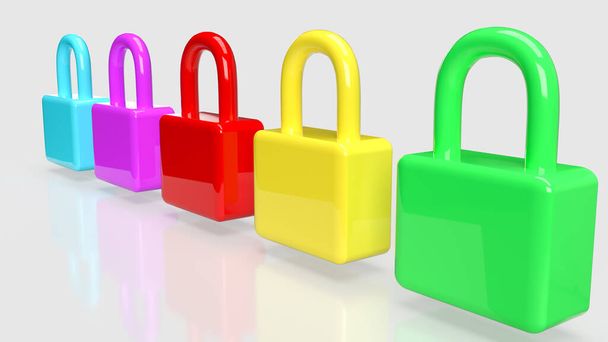 multi color lock on white background  3d rendering - Photo, Image