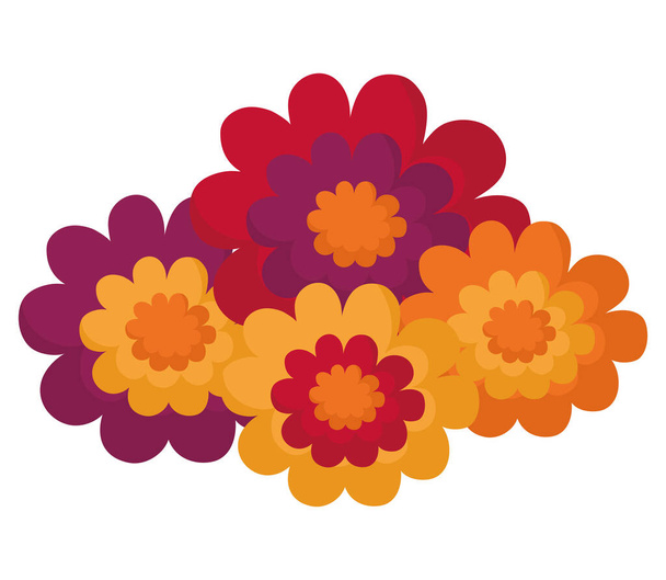 colored flowers design over white - Διάνυσμα, εικόνα