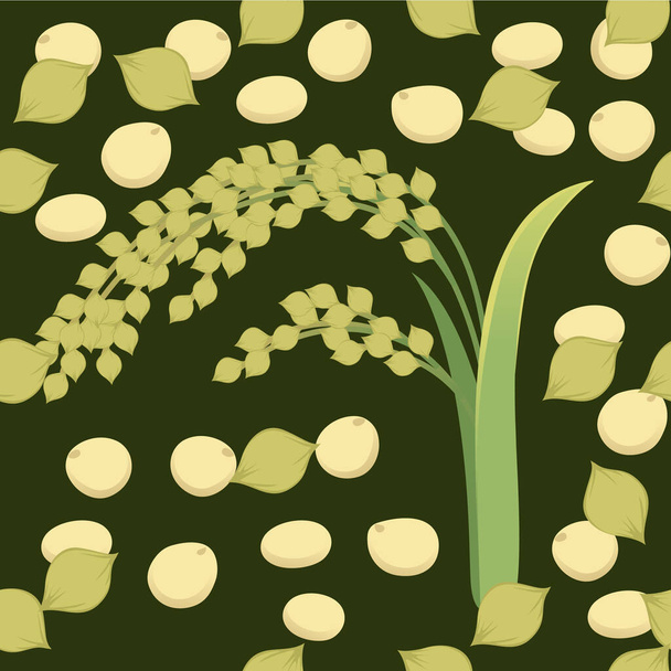 Modèle sans couture Millet plante agricole avec des oreilles illustration vectorielle de grain sur fond vert. - Vecteur, image
