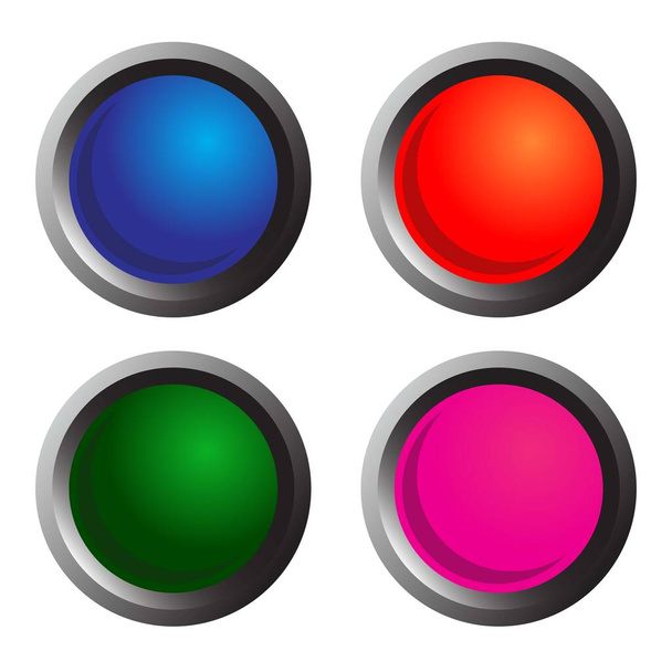 3D round button color set vector design - Vector, Image