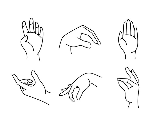 kézmozdulatok beállított vonal illusztráció - Vektor, kép