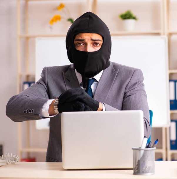 El gángster masculino robando información de la oficina
 - Foto, imagen