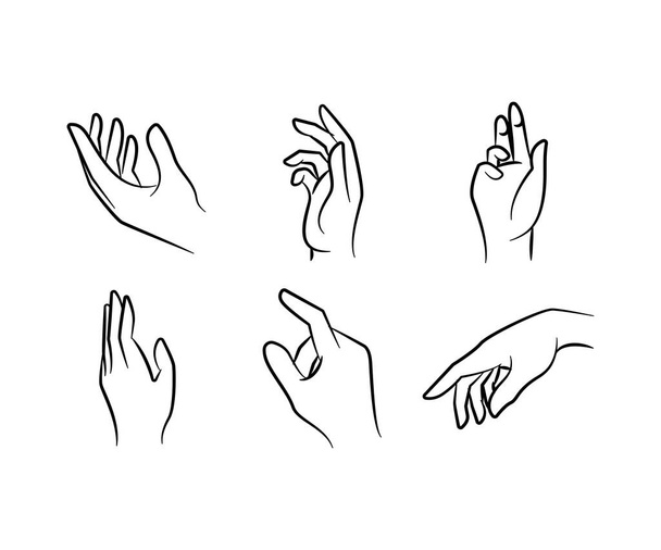 kézmozdulatok készlet kézzel rajzolt vonal illusztráció - Vektor, kép