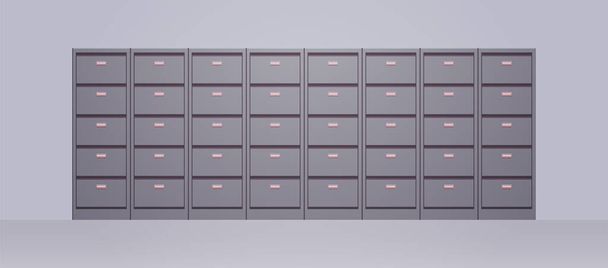 Gabinete de oficina y archivo de datos de documentos carpetas de almacenamiento para archivos concepto de administración de empresas plana vector ilustración. - Vector, Imagen