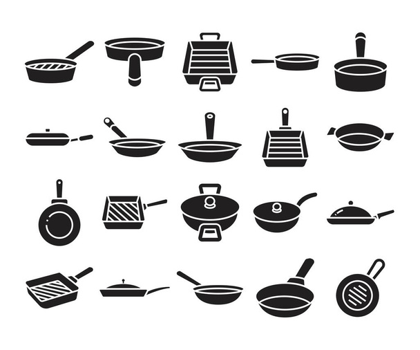 Tava ve mutfak gereçleri resimleme seti - Vektör, Görsel