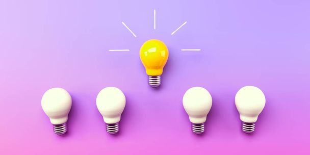 One out unique idea light bulb - 3D render - Foto, immagini