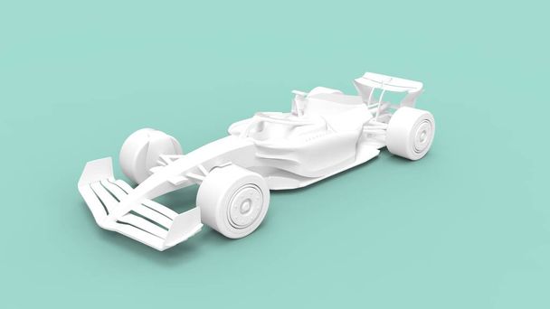 3D-weergave van een snel moderne aerodynamische en efficiënte innovatieve raceauto. Verander in lege ruimte model studio. Snelle technische turbo transport voertuigen.Studio renderen. - Foto, afbeelding