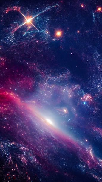 Una nebulosa abstracta en el espacio exterior y el fondo de galaxias de renderizado 3D, adecuado para una pantalla móvil, escritorio del teléfono, landing page, UI / UX, y fondo de pantalla. - Foto, Imagen
