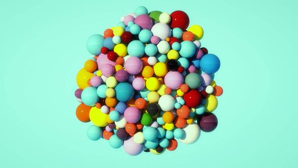 3d render. Abstract of spheres of different colors and sizes - Photo, Image