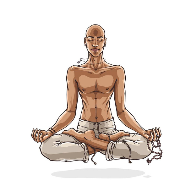 Meditating man. Vector illustration of a person practicing deep meditation. - Photo, Image