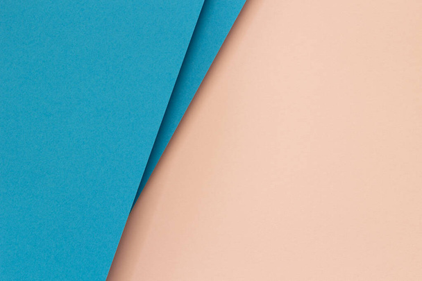 Abstract color papers geometry flat lay composition background with blue and light pink color lines and shapes. Top view. - Foto, Bild