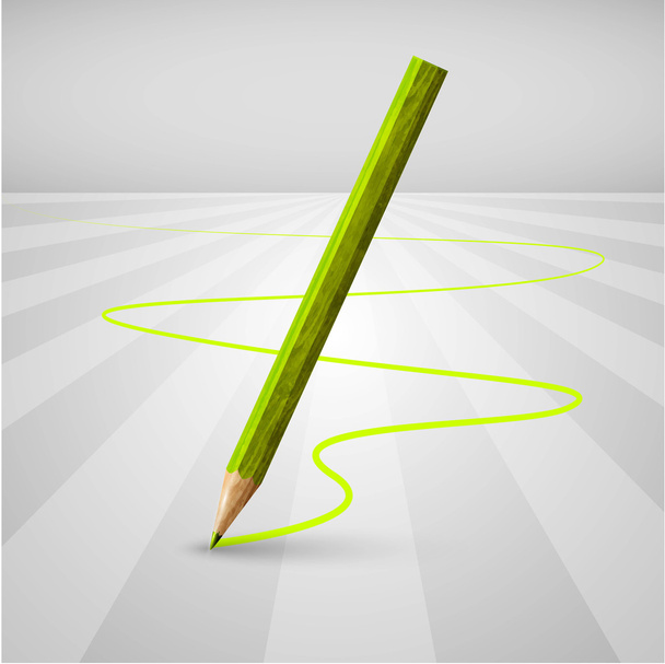 Green pencil leaving trail - Διάνυσμα, εικόνα