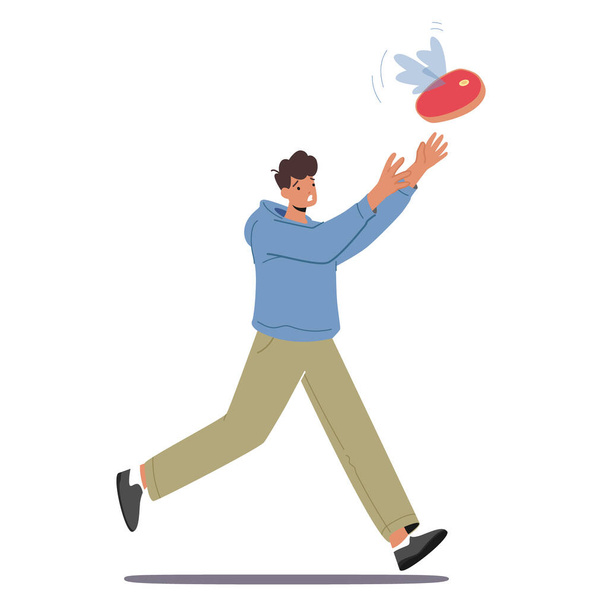Young Male Characters Chase Groceries Rising Up on Balloon. Food And Price Inflation Rises due to Monetary Value Growth. Financial Problems Market Crash, Crisis. Cartoon People Vector Illustration - Wektor, obraz