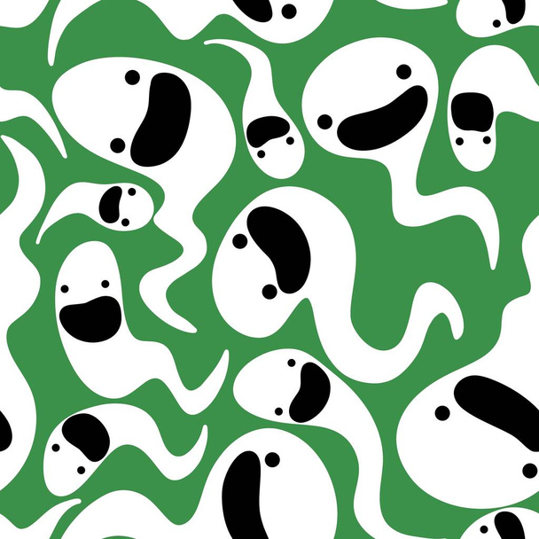 Halloween ghost seamless cartoon kawaii pattern for wrapping paper and kids clothes print and accessories and linens and fabrics and gifts box. High quality illustration - 写真・画像