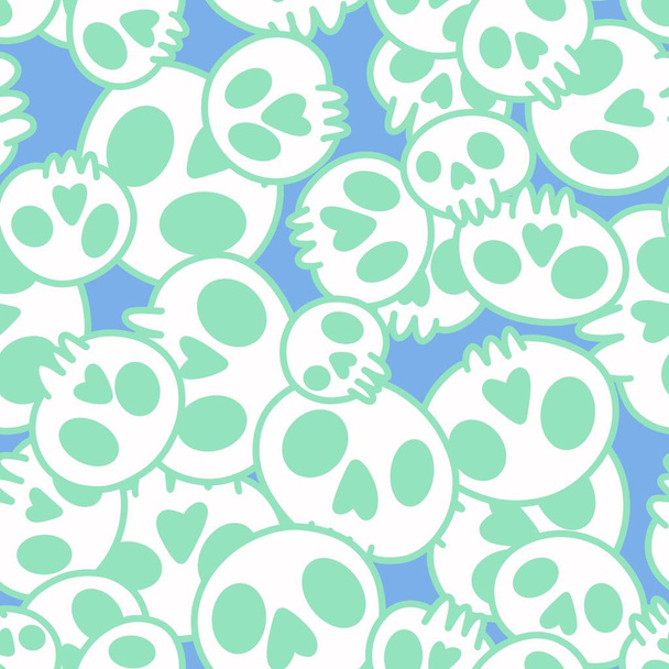 Cartoon doodle seamless Halloween skulls pattern for wrapping paper and clothes print and kids accessories and fabrics and notebooks and textiles. High quality illustration - 写真・画像