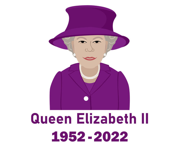 Queen Elizabeth Suit 1952 2022 Retrato facial Morado Británico Reino Unido Nacional Europa País Vector Ilustración Diseño abstracto - Vector, imagen