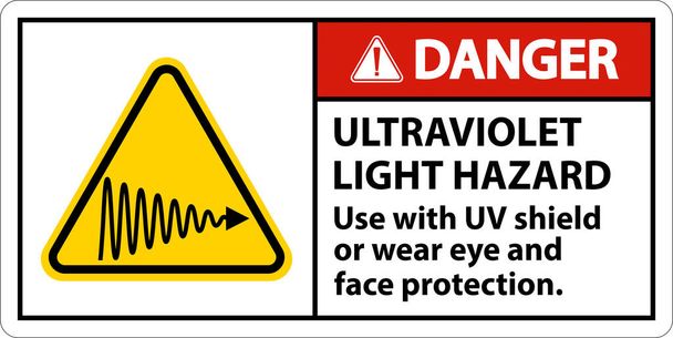 Etichetta di pericolo luce ultravioletta pericolosa su sfondo bianco - Vettoriali, immagini