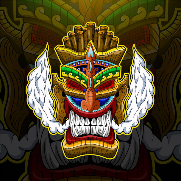 Máscara Tiki esport mascota logo - Vector, Imagen