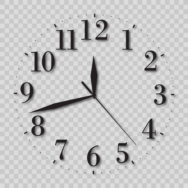 Black vintage clock with numbers isolated. Vector illustration - Vector, Image