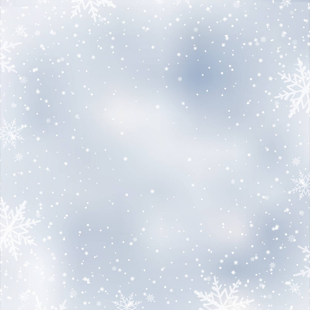 Feliz Año Nuevo o Navidad fondo del cielo con la caída de copos de nieve. Ilustración vectorial - Vector, imagen