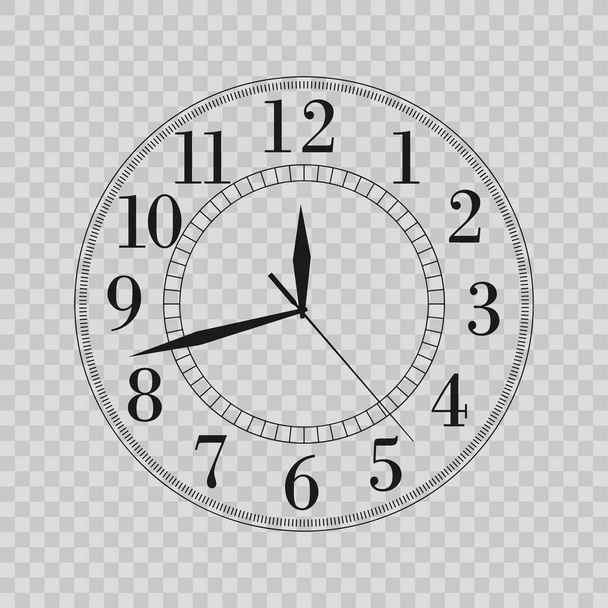 Чорний старовинний годинник з ізольованими номерами. Векторні ілюстрації
 - Вектор, зображення