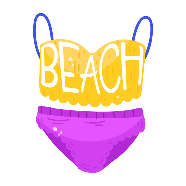 vector illustration of a beach bag with a pink and blue colors. - Вектор,изображение