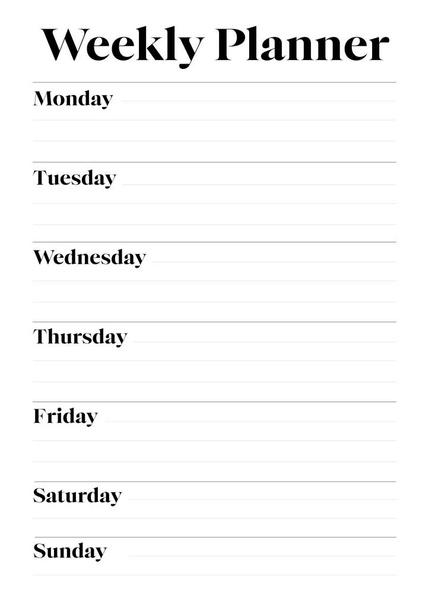 Weekly Planner Schedule Week Do List Stock Vector (Royalty Free