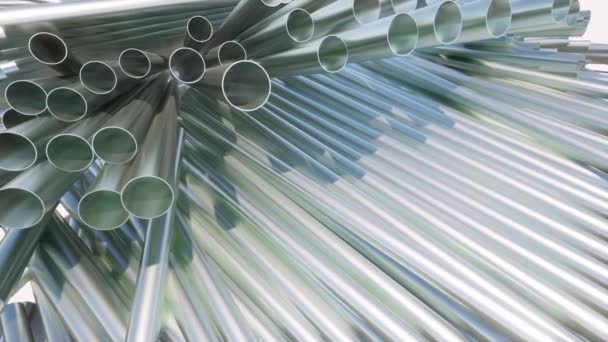Tubo de metal Proceso de producción Planta industrial Fábrica de productos petrolíferos 4k - Metraje, vídeo