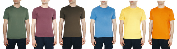 男性用Tシャツのモックアップ。デザインテンプレート.mokup - 写真・画像