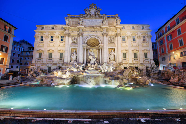 Rome, Italy overlooking Trevi Fountain during twilight. - Photo, Image