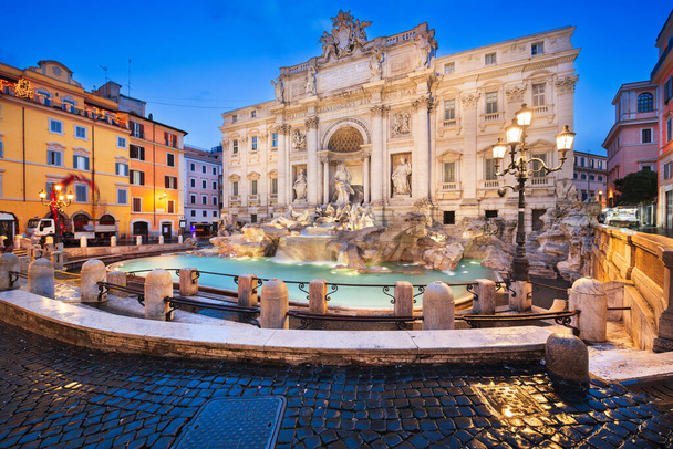 Rome, Italy overlooking Trevi Fountain during twilight. - Photo, Image