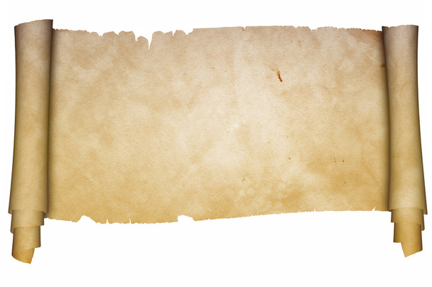 Scroll of parchment on white background. - Photo, Image