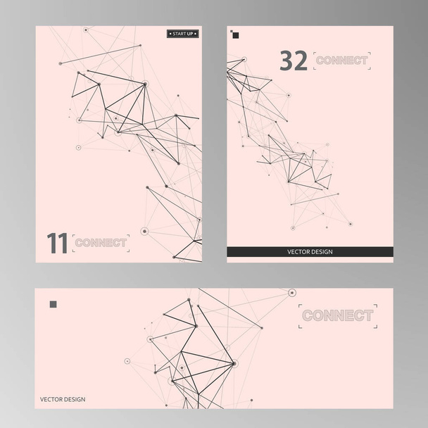Vector layout of A4 format cover design templates. Connection medicine brochure background. Technology, science and medical concept. - Vector, imagen